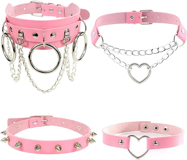 Rivet Spike Studded PU Leather Choker Collar Necklace Sets for Women Lady Girl Adjustable Cosplay Jewelry